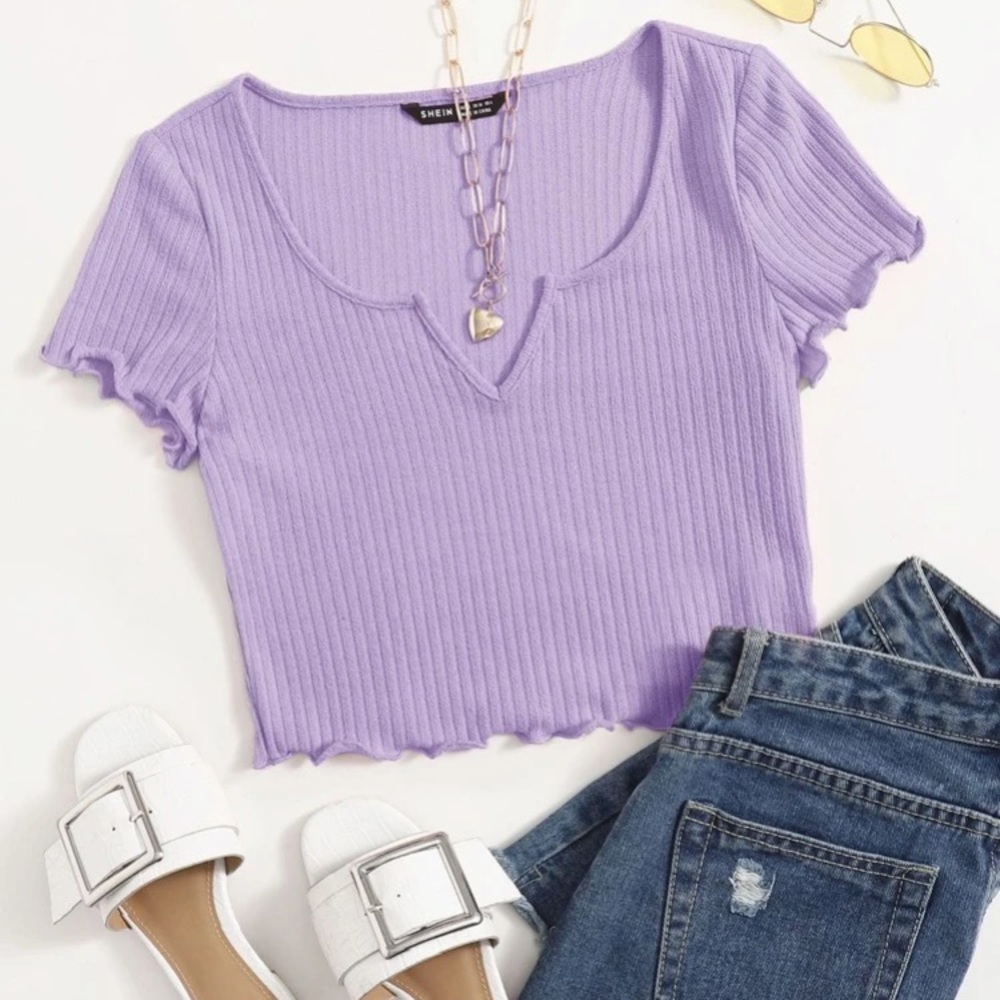 NEW Notch Neck Lettuce Edge Tee